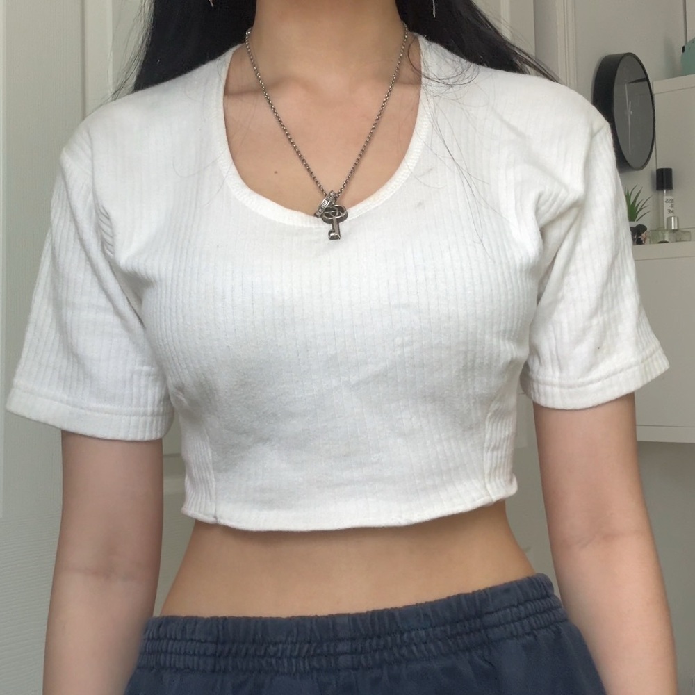 Classic White Ribbed Crop Top